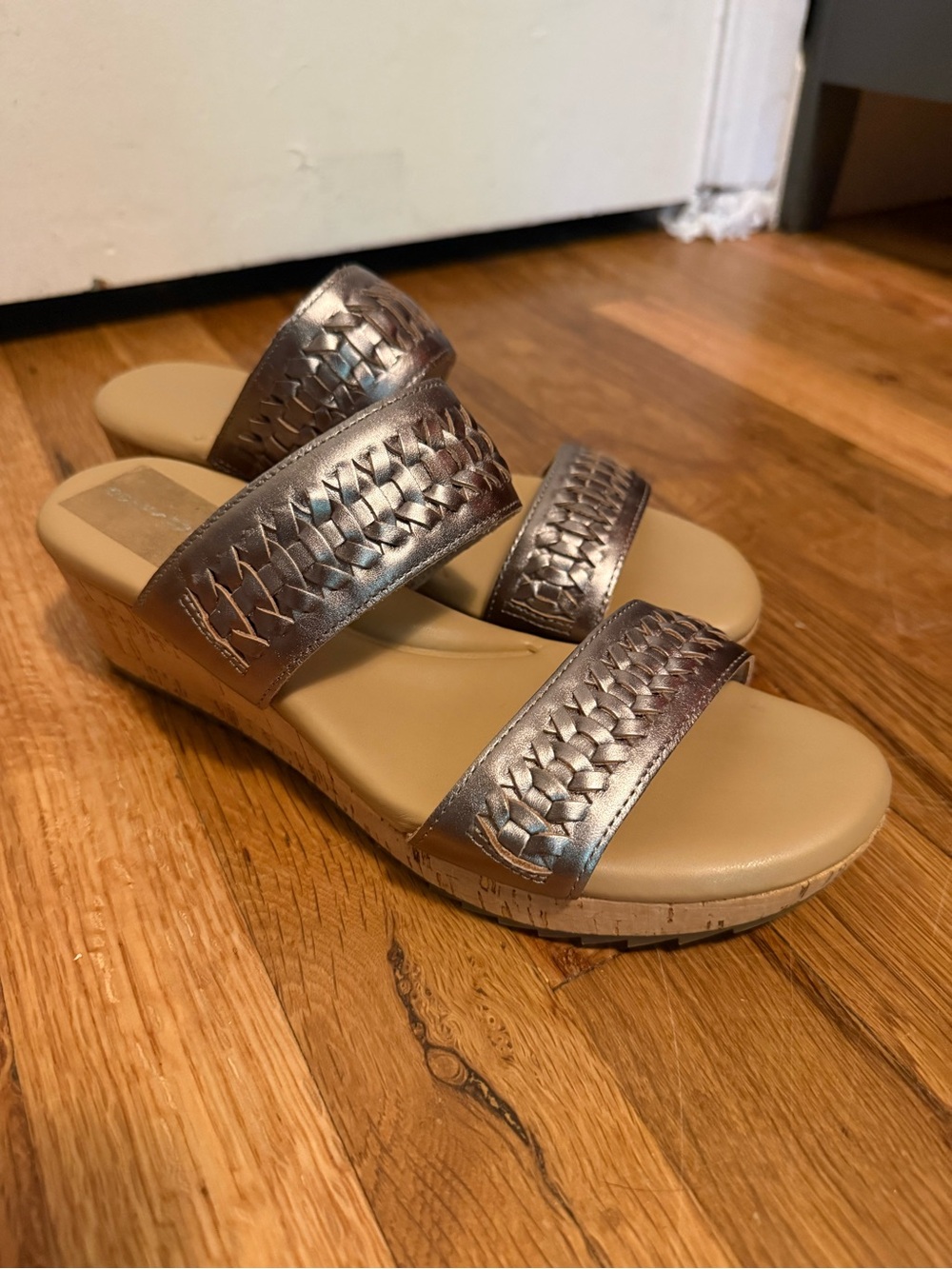 Easy Spirit Metallic Woven Double-Strap Wedge Sandals - gold - Picture 2 of 8